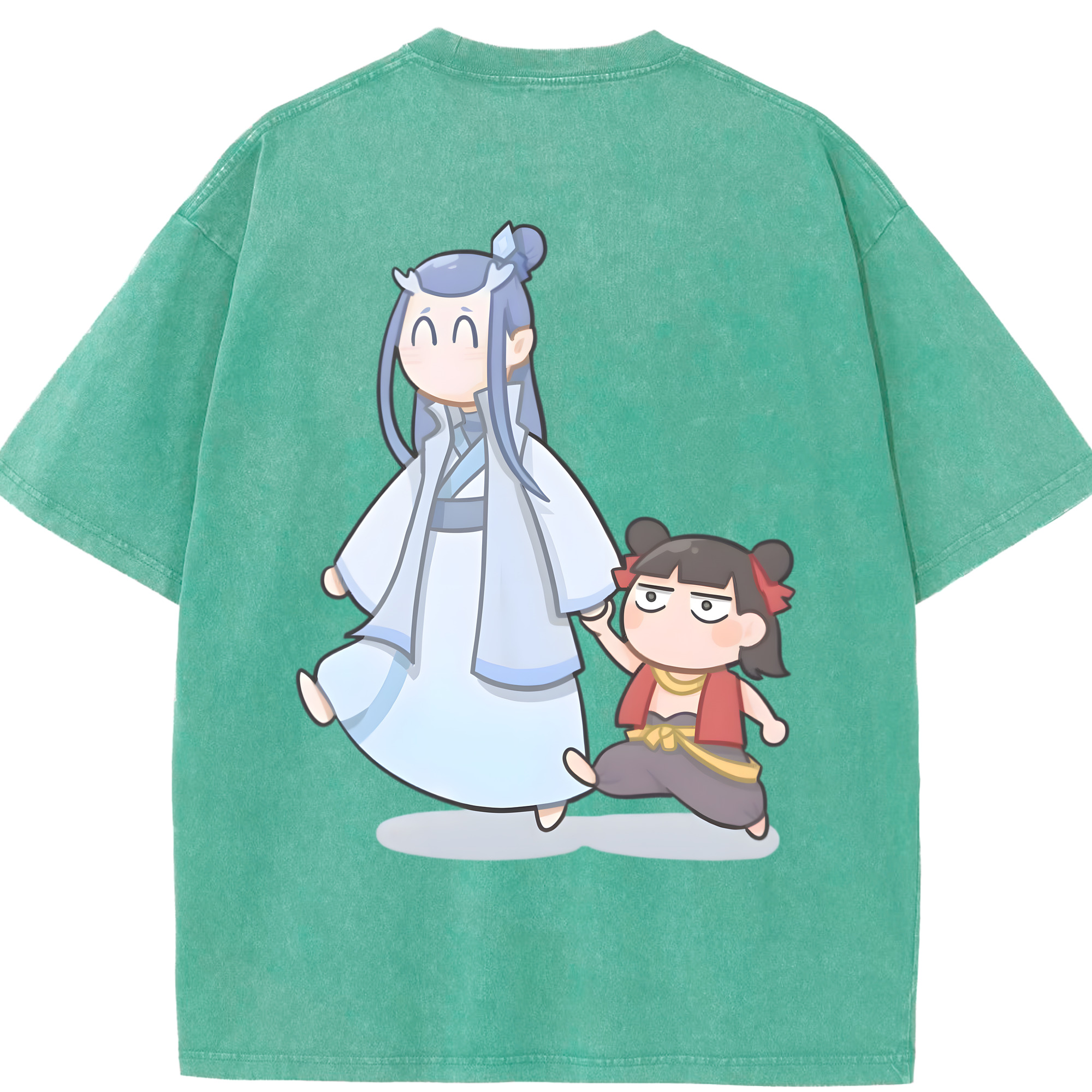 （画像用） Ne Zha 2 ナタ 魔童の大暴れ 綿100% ヴィンテージ風 半袖Tシャツ（背面プリント）